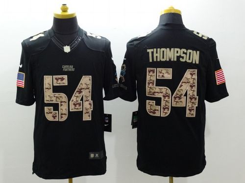 Nike Panthers #54 Shaq Thompson Black Men's Stitched NFL Limited Salute to Service Jersey - Click Image to Close